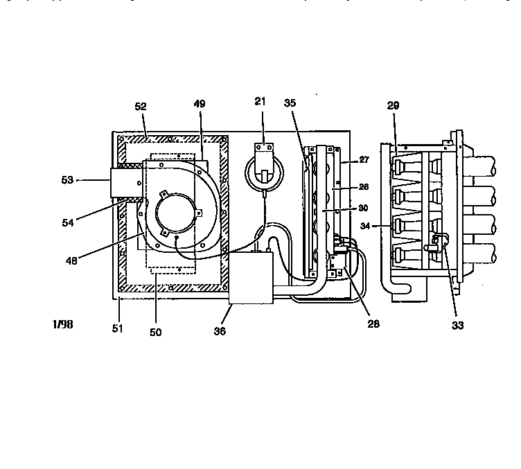 Gas heat section