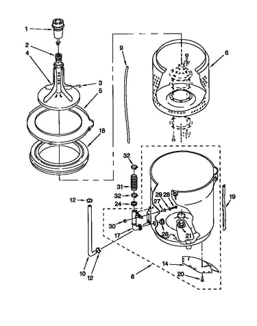 Agitator, basket and tub