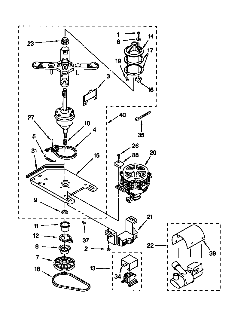 Transmission, motor and pump