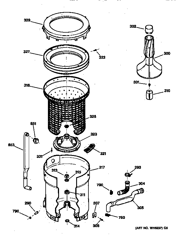 Tub, basket & agitator