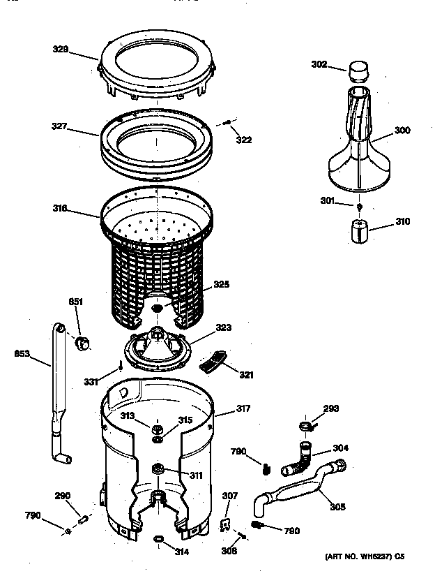 Tub, basket & agitator