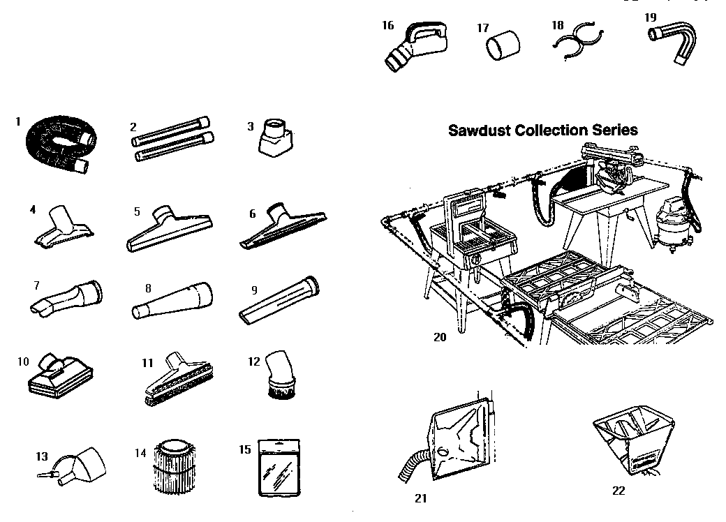 Accessories and sawdust collection series