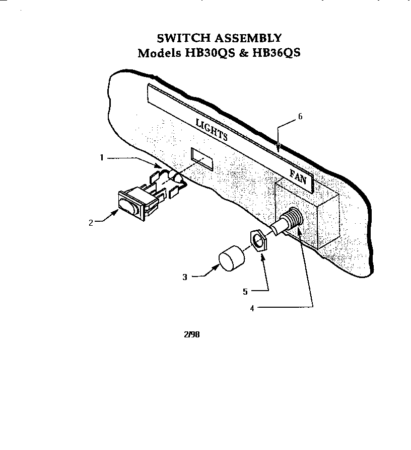 SWITCH ASSEMBLY MODELS HB30QS & HB36QS