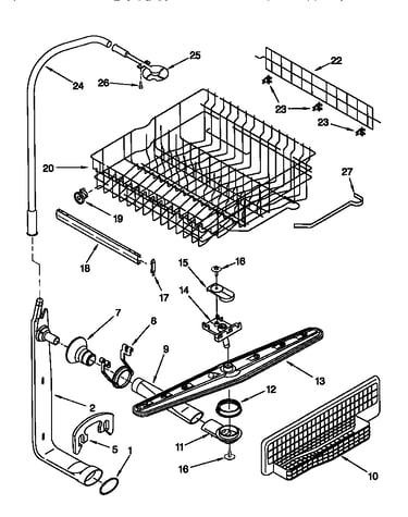 Upper dishrack water feed parts
