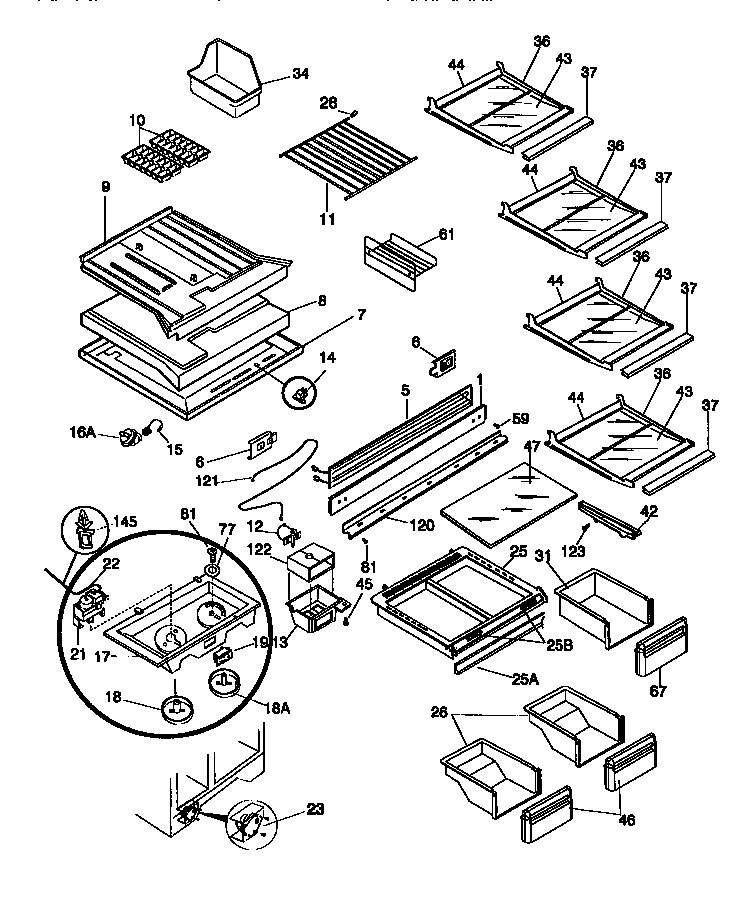 SHELVES AND CONTROLS