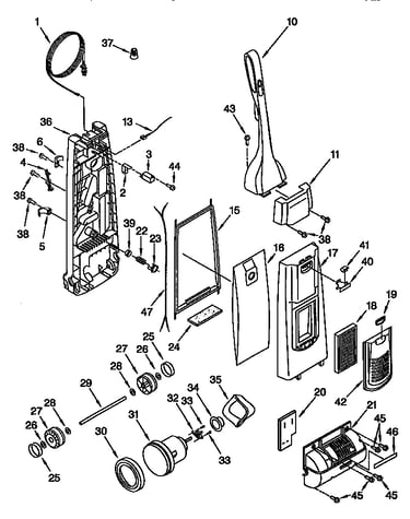 Dust compartment and motor parts