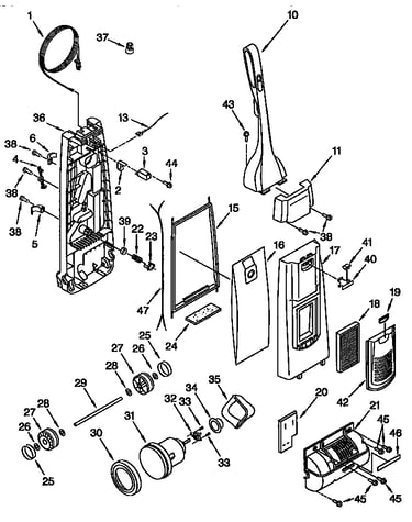 Dust compartment and motor parts