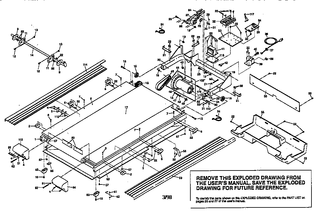 Motor and walking belt assembly