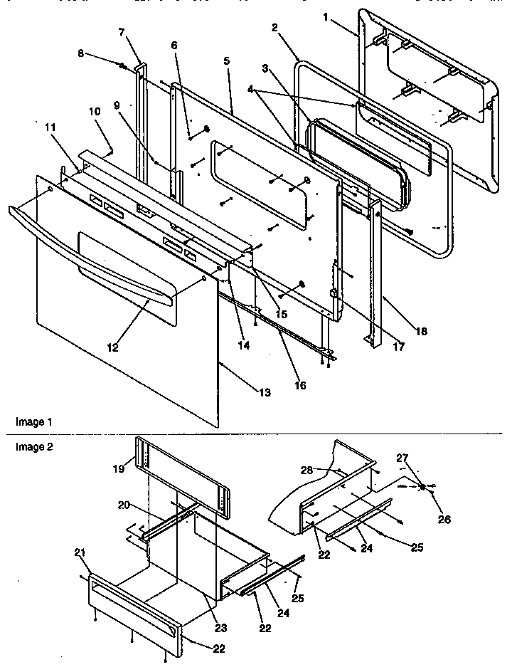 Oven door and storage door