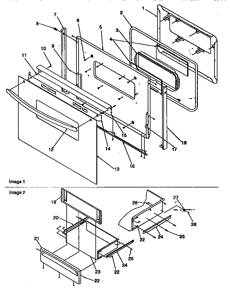 Oven door and storage door