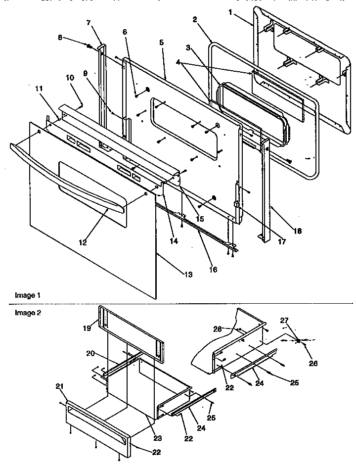 Oven door and storage door