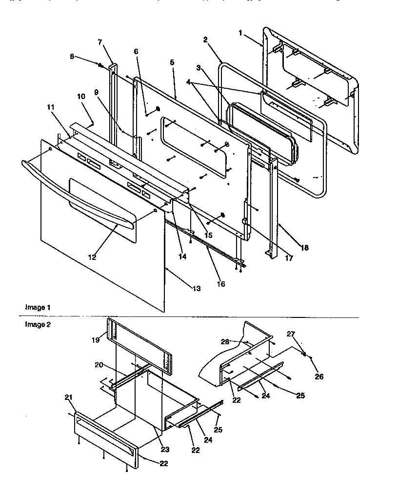 Oven door and storage door