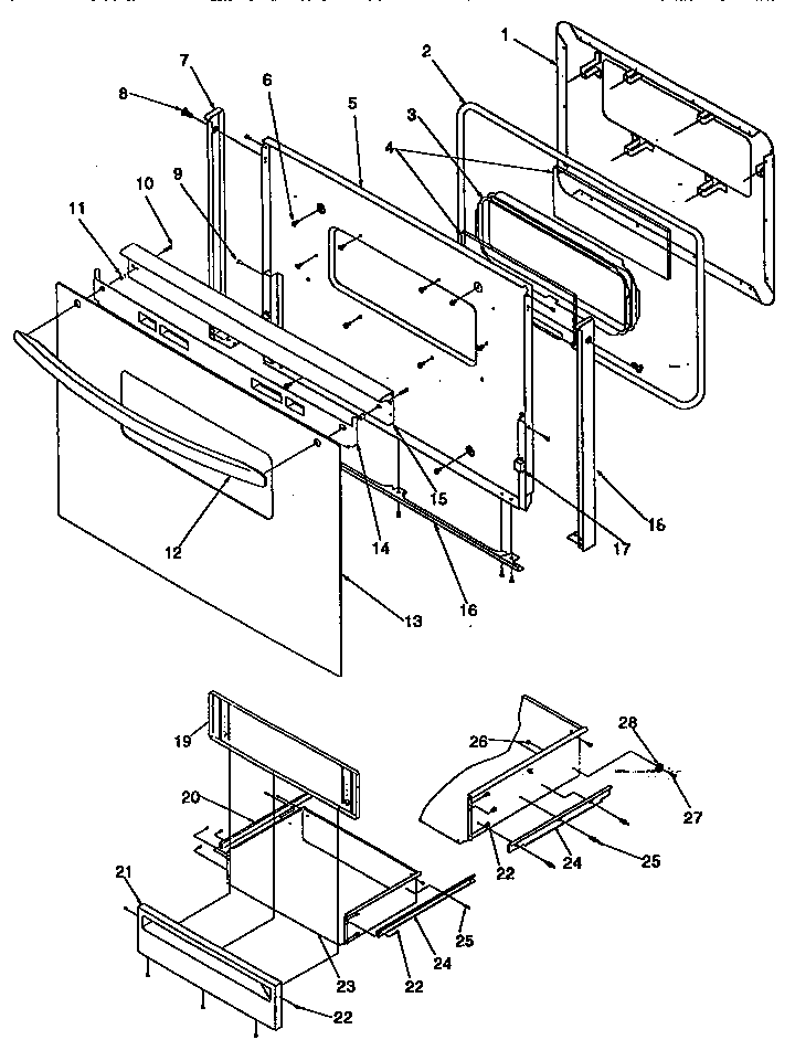Oven door and storage door