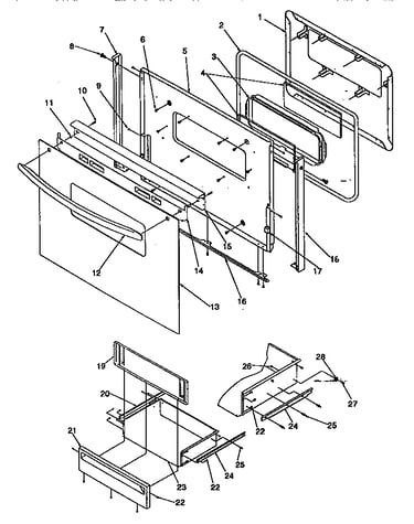 Oven door and storage door