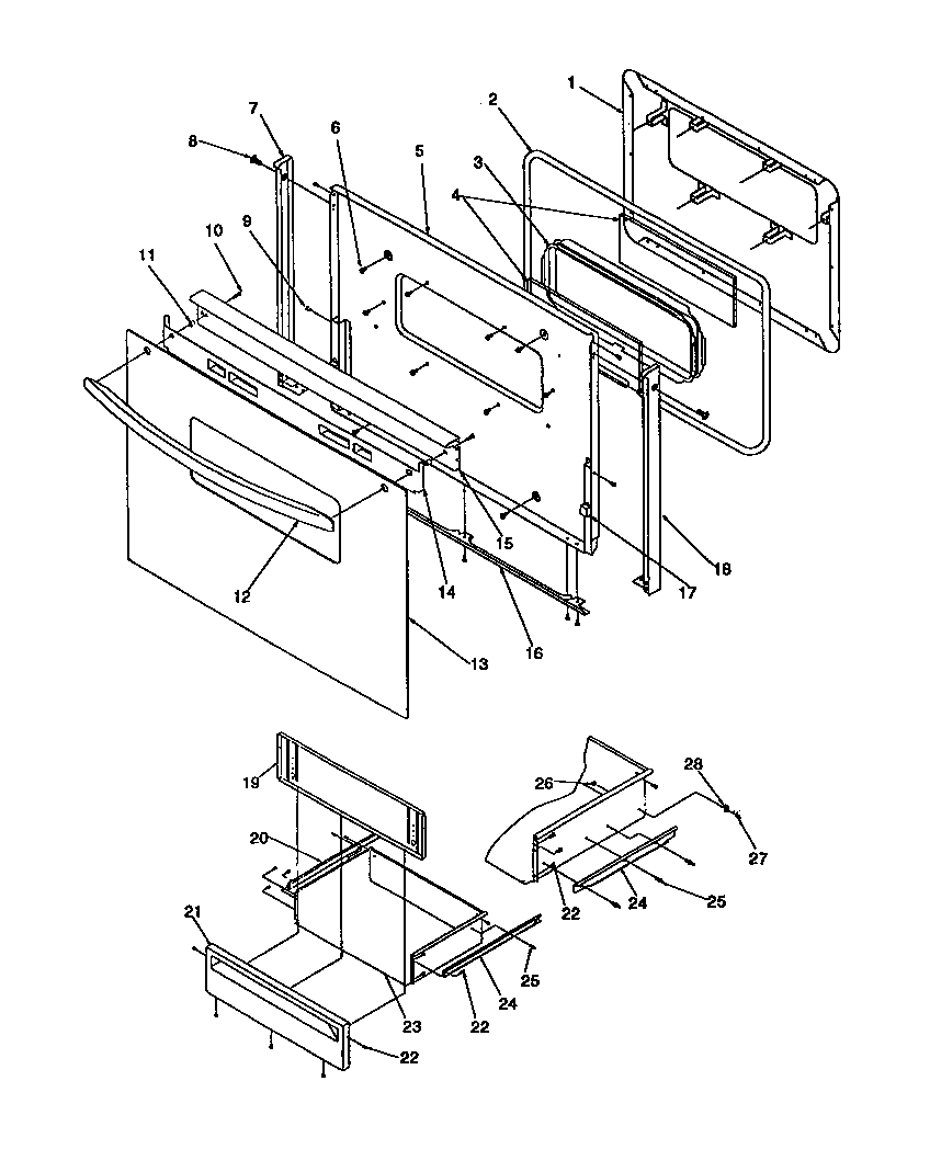 OVEN DOOR AND STORAGE DOOR