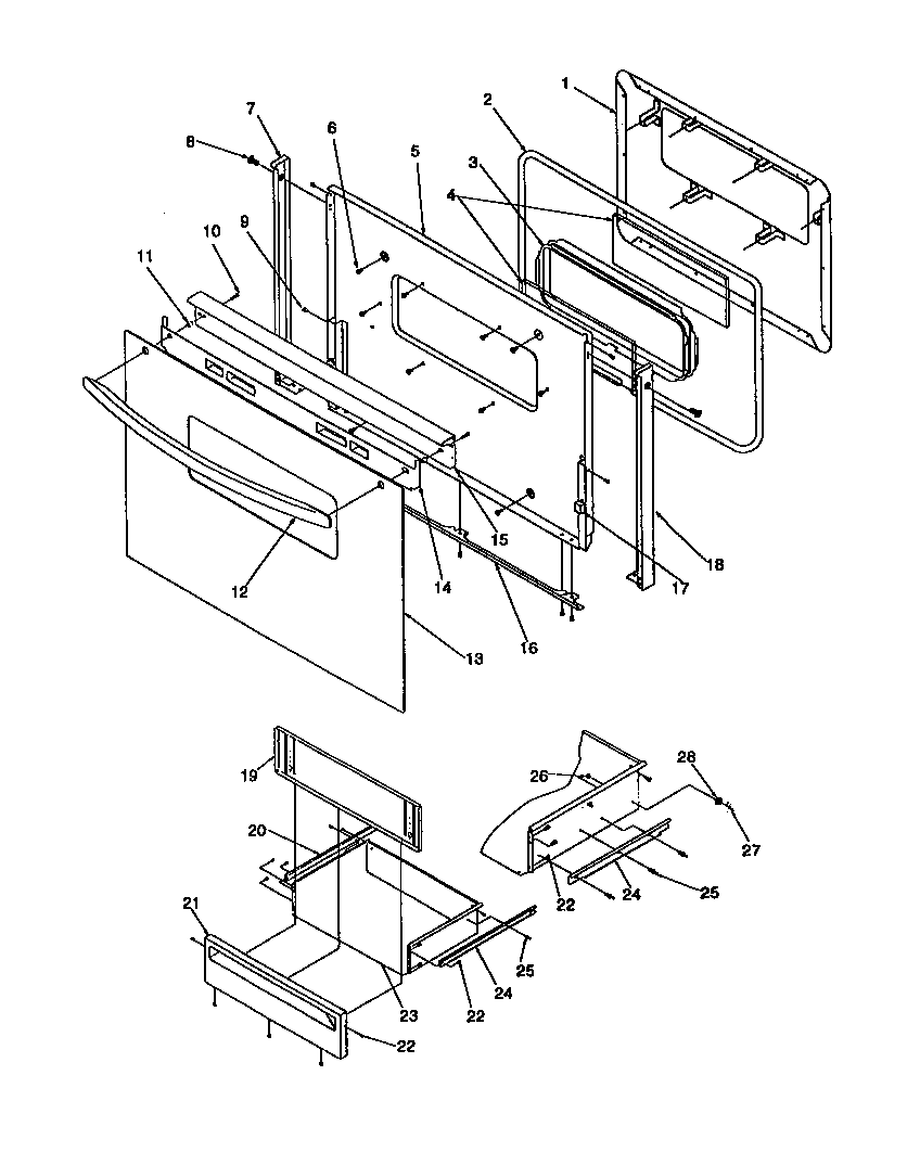 Oven door and storage door