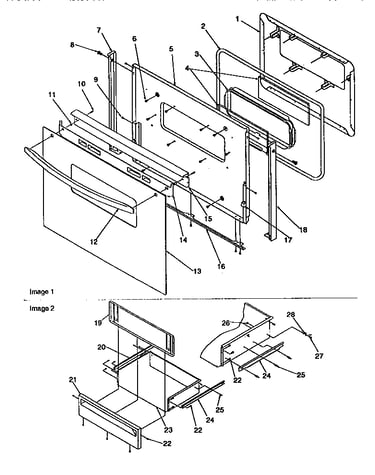 Oven door and storage door