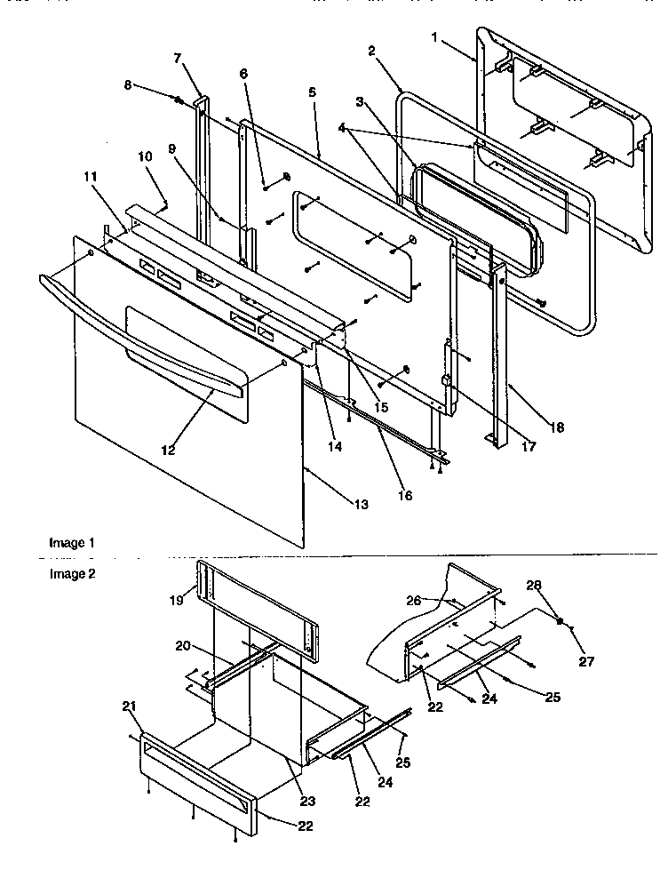 Oven door and storage door
