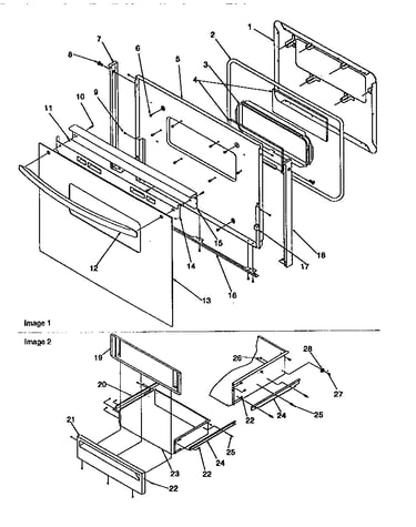 Oven door and storage door