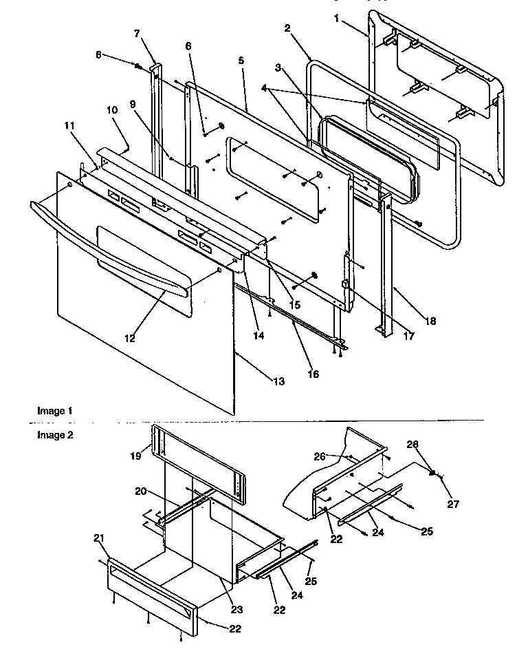 Oven door and storage door