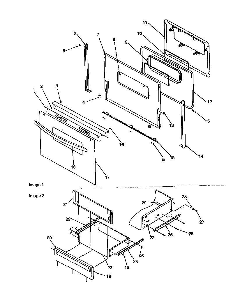 Oven door & storage drawer