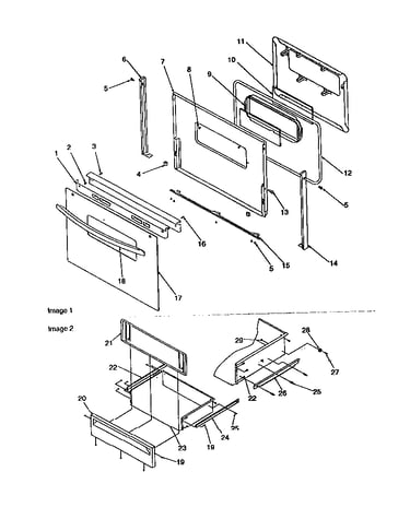 Oven door & storage drawer