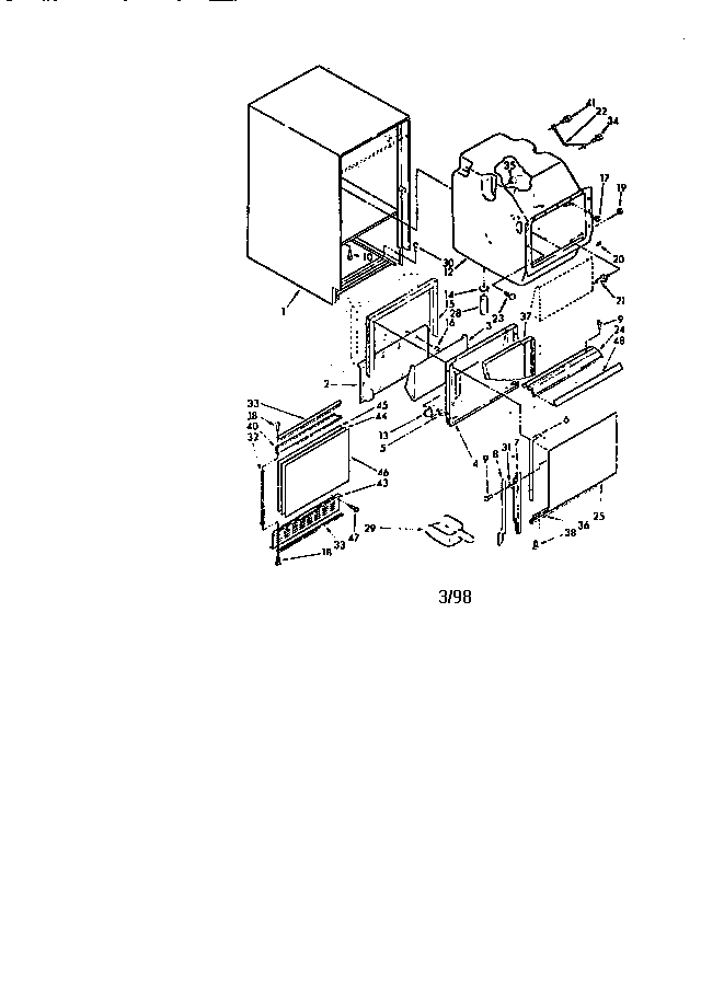 Cabinet, liner, and door parts