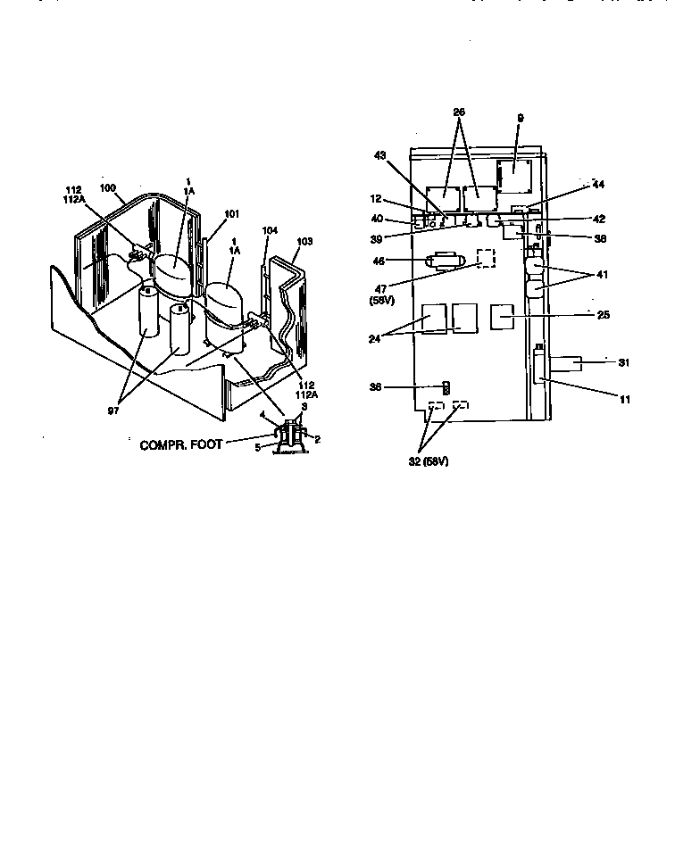 Compr. coil section/elect. box