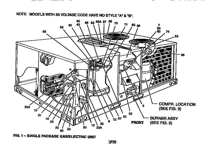 Single package gas/elec. unit