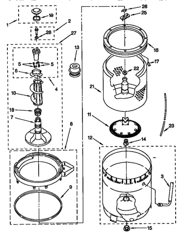 Agitator, basket and tub
