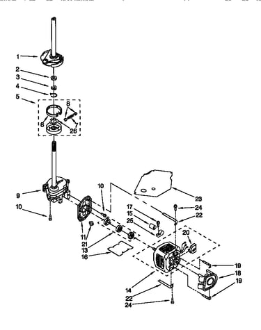 Brake, clutch, gearcase, motor and pump