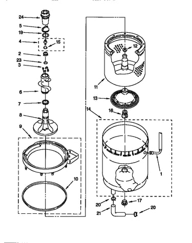 Agitator, basket and tub