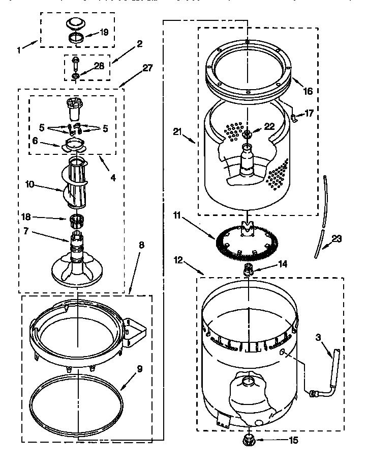 Agitator, basket & tub