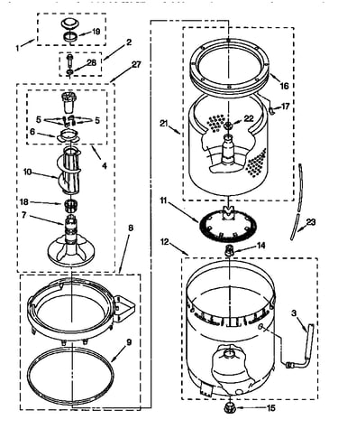 Agitator, basket & tub