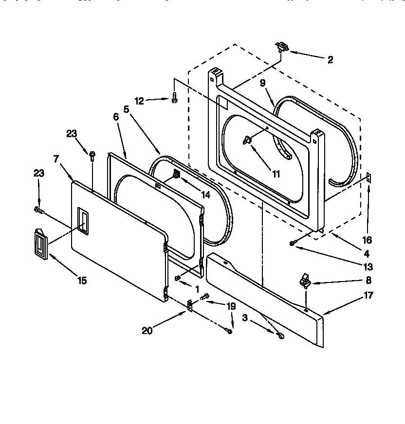 Dryer front panel/door