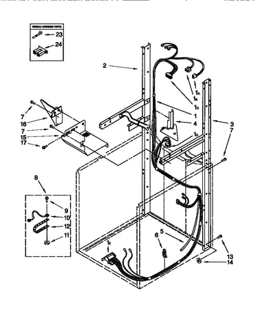 Dryer support/washer harness