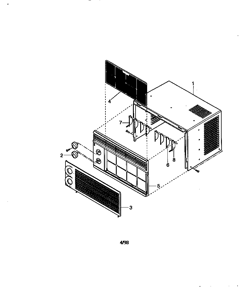 Cabinet and front grille assembly