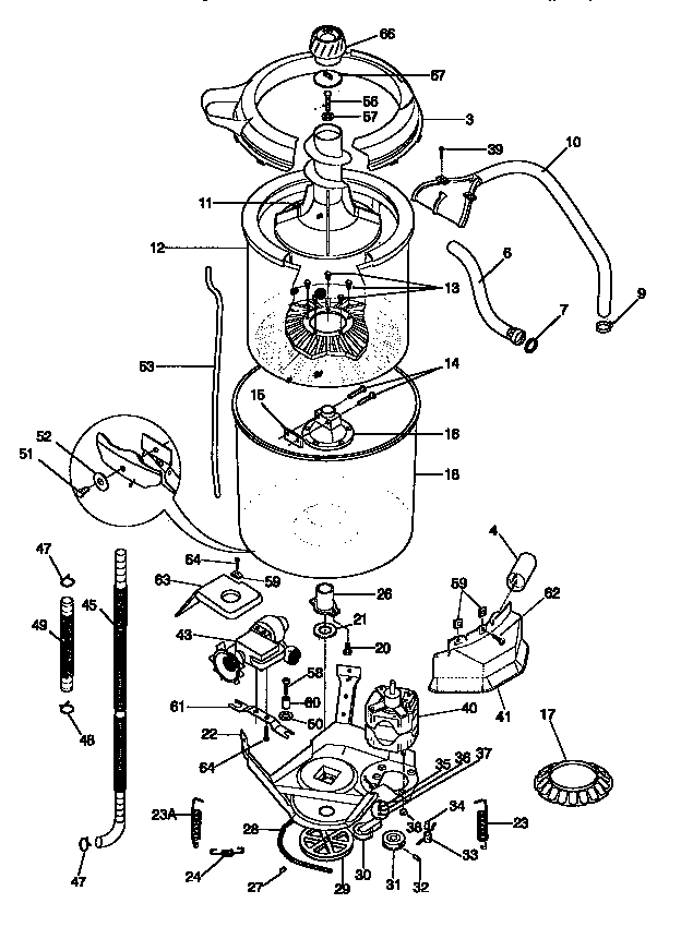 Tub, basket, and agitator