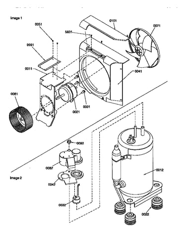 Fan motor/compressor assemblies