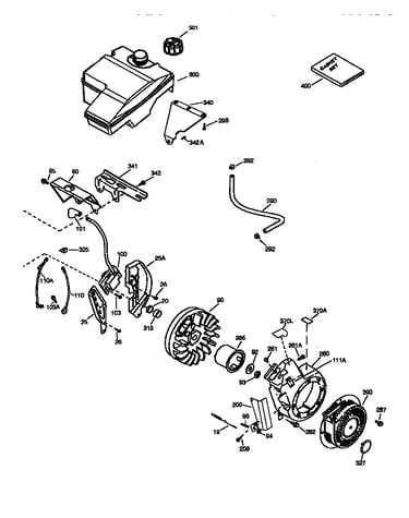 Fuel tank and flywheel assembly