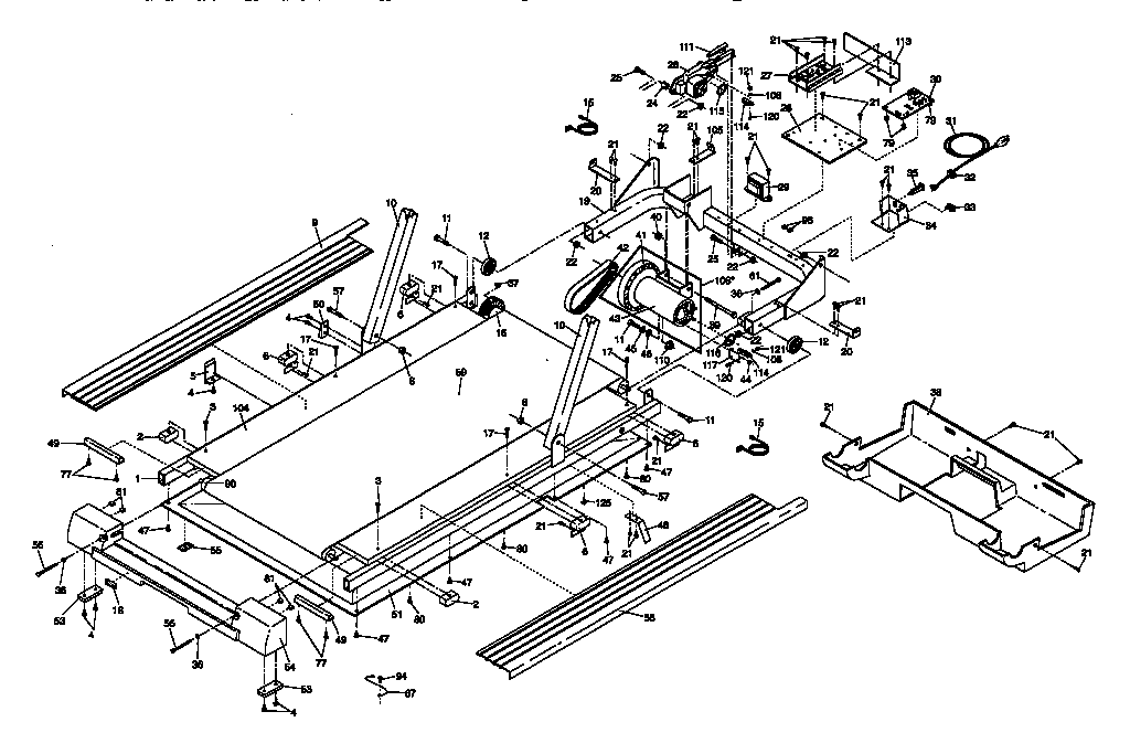 Motor and walking belt assembly
