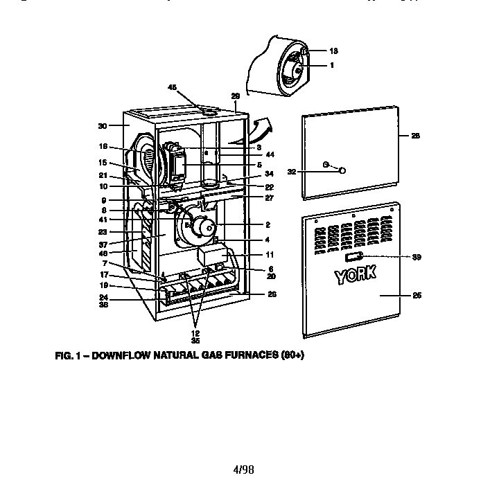 Downflow natural gas furnaces (80+)