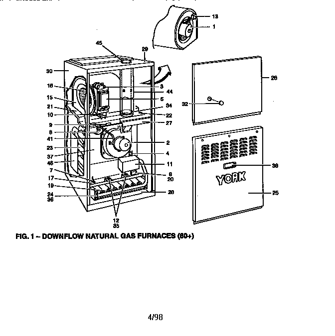 Downflow natural gas furnaces (80+)