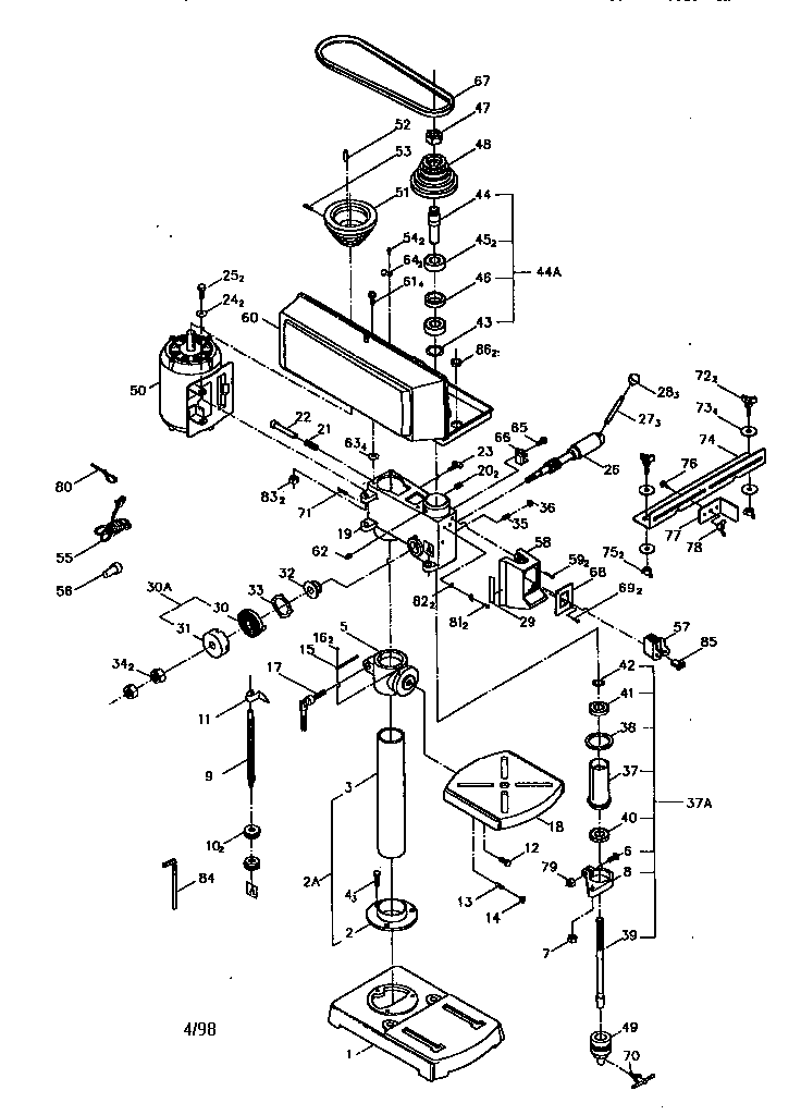 8" drill press diagram