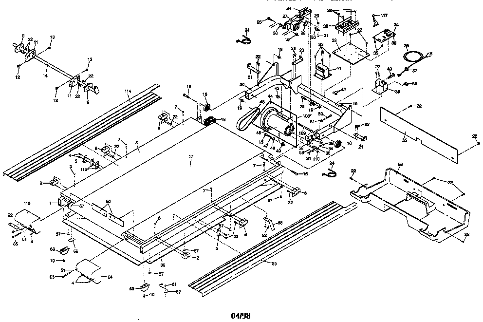 Motor and walking belt assembly