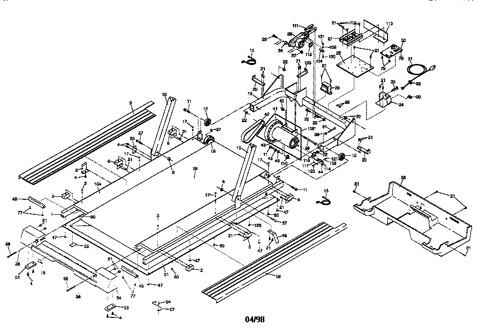 Motor and walking belt assembly