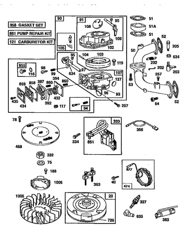 Flywheel assembly and carburetor assembly