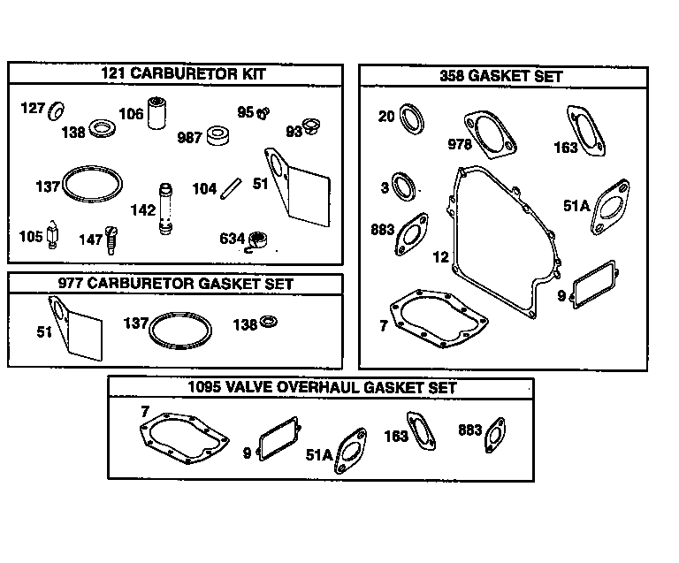 Carburetor  gasket set/valve overhaul gasket set