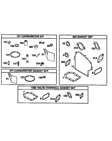 Carburetor  gasket set/valve overhaul gasket set