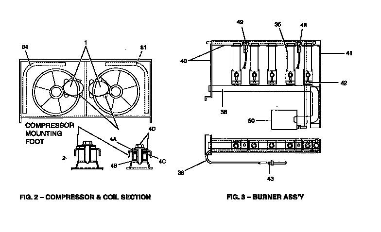 Compressor and coil section/burner assembly